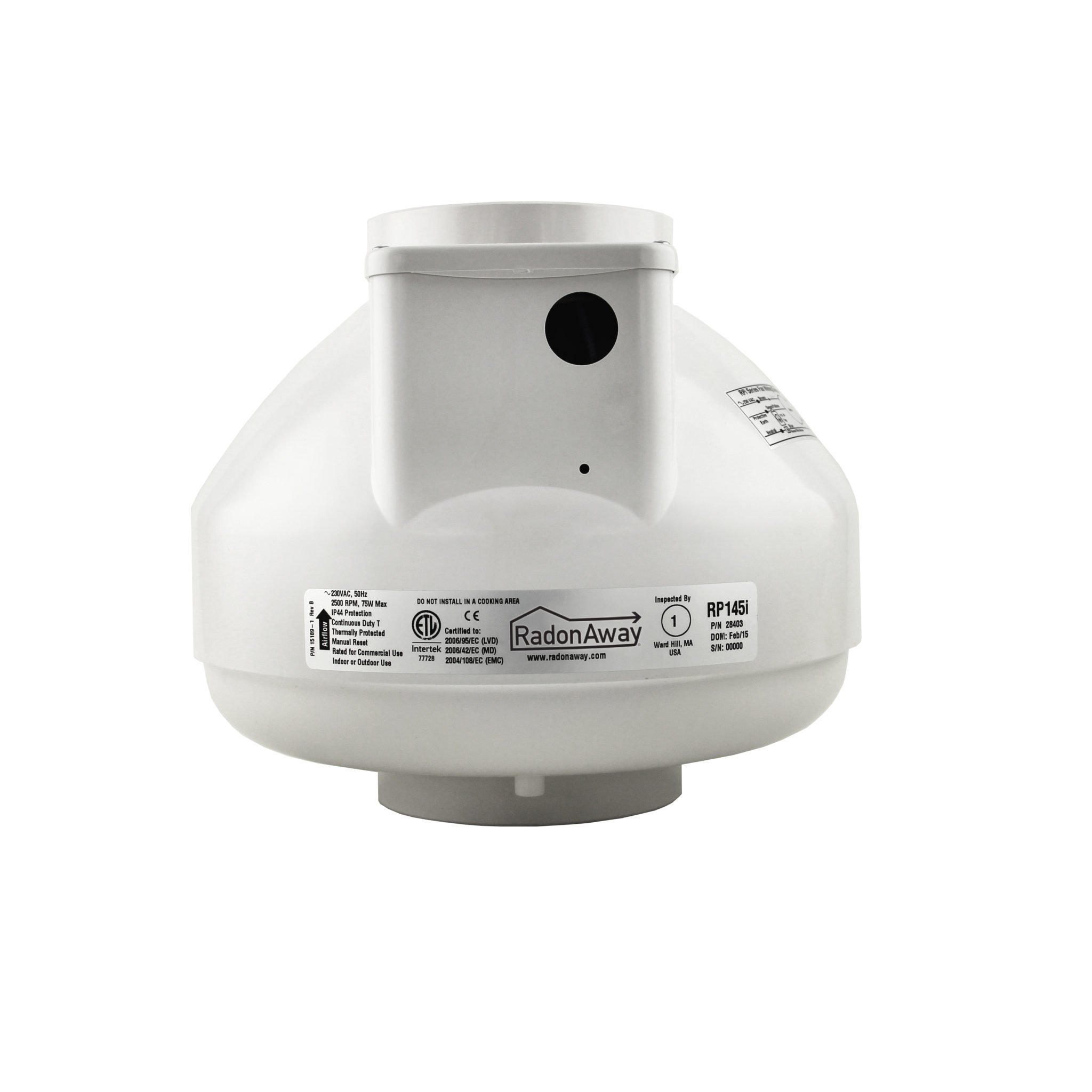 RadonAway RP145 Radon Fan & install kit Couplings & U-tube vacuum gauge &  labels